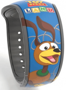 Blue Toy Story Land MagicBand featuring cheerful Slinky Dog with perked ears—exclusive for Walt Disney World Annual Passholders.