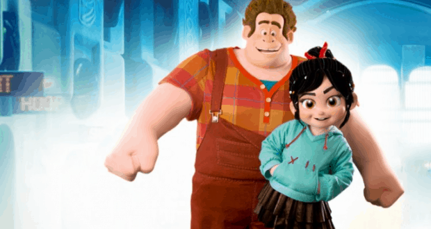 Ralph and Vanellope beam together in a vibrant digital world, welcoming guests to an enchanting Disney World meet and greet.
