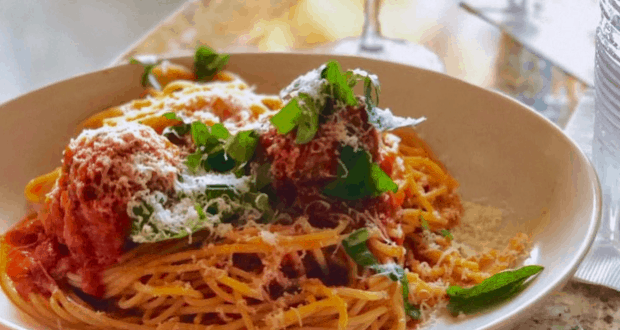 Twirl into National Spaghetti Day at Disney Springs with a Terralina classic: spaghetti, meatballs, sauce, basil, and cheese!.