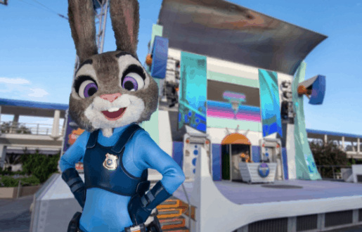 Judy Hopps poses by a vibrant stage at Walt Disney World during International Women’s Day festivities on March 8th.