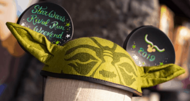 Yoda-inspired Mickey ears with “Star Wars Rival Run Weekend 2019” on the disks, a must-have collectible at Disney Springs.