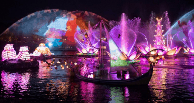 Brilliant boats and dazzling fountains light up the night in Rivers of Light, filling Disney’s Animal Kingdom with magical energy.