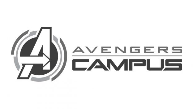 Avengers Campus logo with a bold, futuristic "A" and text, capturing the high-energy Marvel vibe at Disney California Adventure.