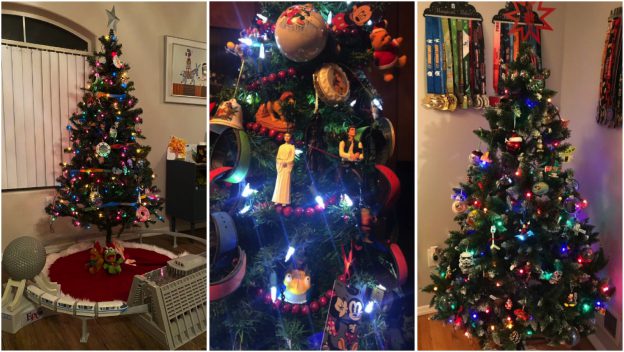 Festive Disney Parks Christmas trees with colorful lights and Star Wars ornaments light up your holiday with DisneyParksLIVE magic.