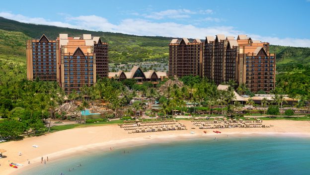 Aulani Resort is a Hawaiian escape with palm-lined beaches, pools, and family fun under a sunny sky—Disney magic by the sea.
