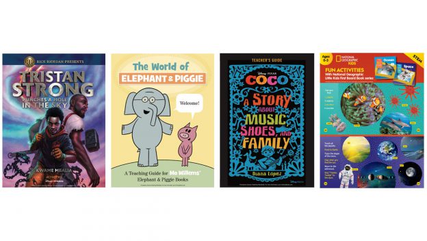 Four lively Disney kids' book covers line up with fun park-style artwork and bonus activity sheets for magical family entertainment.