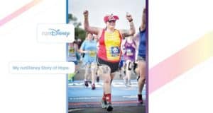 Elmo celebrates at the runDisney finish line, arms raised in joy, surrounded by fellow runners at this magical Disney event.