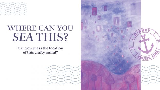 Enchanted mural awash in purple, with floating lanterns, Disney Cruise Line anchor, and magical Disney accents on white.