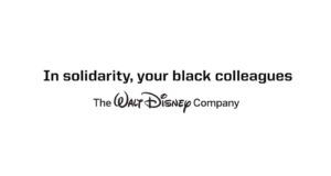 A message on a white background: "In solidarity, your fellow Disney Cast Members. The Walt Disney Company.
