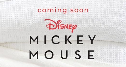 On a crisp white background, bold red and black text announces: "Coming Soon—Pottery Barn Mickey Mouse Collection Magic!.