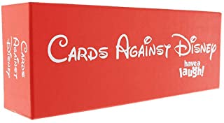 A vibrant red Cards Against Disney box with playful white lettering, capturing the spirit of Disney’s witty humor—an ideal addition for your next game night after a day at Disneyland or to bring home a bit of entertainment magic from the parks, now available on Amazon.
