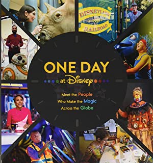 Collage of Disney cast members and Imagineers in action across parks and studios, with the "One Day at Disney" title and subtitle featured at the center—offering theme park fans a behind-the-scenes look at the magic that brings Disneyland, Disney World, and favorite attractions to life.