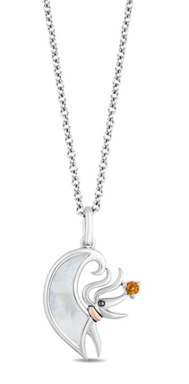 A silver chain necklace featuring a stylized reindeer pendant, its nose sparkling with an amber gemstone—an enchanting jewelry piece perfect for Disney Park goers and Nightmare Before Christmas fans seeking a touch of magic from their favorite attractions.