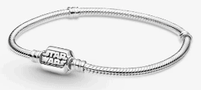 Star Wars logo charm bracelet designed with Pandora’s craftsmanship, perfect for fans looking to wear their love for the galaxy far, far away while exploring Star Wars: Galaxy’s Edge.