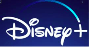 Disney+ logo in bold white lettering with its signature blue arc overhead, showcased on a deep blue background—an iconic symbol instantly recognizable to fans of Disney parks, adventures, and magical entertainment experiences.