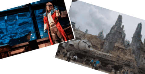 Chewbacca welcomes fans inside as crowds gather outside by the Millennium Falcon in Star Wars: Galaxy’s Edge, soaking up the thrilling atmosphere of Smugglers Run.