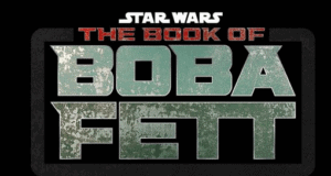 The Book Of Boba Fett logo greets visitors with rugged green and red letters against a sleek black backdrop, instantly evoking the thrilling atmosphere of Star Wars attractions on Disney+ and at themed lands in the parks.