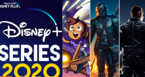 Disney+ 2020 series poster showcasing beloved classic and new Disney characters, both animated and live-action, standing together as if ready to greet guests at a Disney theme park parade, celebrating fan-favorite originals from that year.