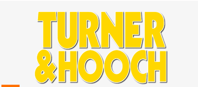 Bold yellow "Turner & Hooch" lettering pops against a light backdrop, evoking the excitement of the Disney+ Turner & Hooch series, complete with Jeff Cardoni’s energetic soundtrack—perfect for Disney fans and theme park enthusiasts.