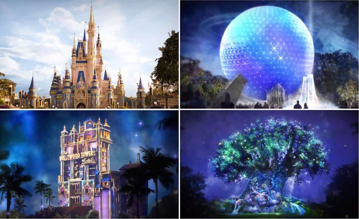 Cinderella Castle, the Epcot Sphere, Tower of Terror, and Tree of Life dazzle in all-new lighting and effects, celebrating Walt Disney World's 50th Anniversary with spectacular Park Icon Transformations that thrill fans and guests alike.