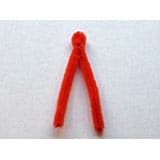 A whimsical red pipe cleaner, looped at the top and fanned into a "V" shape, pops against a crisp white backdrop—an adorable detail perfect for bringing Disney Princess Cinderella-themed Easter chick crafts to life for your next magical family celebration.