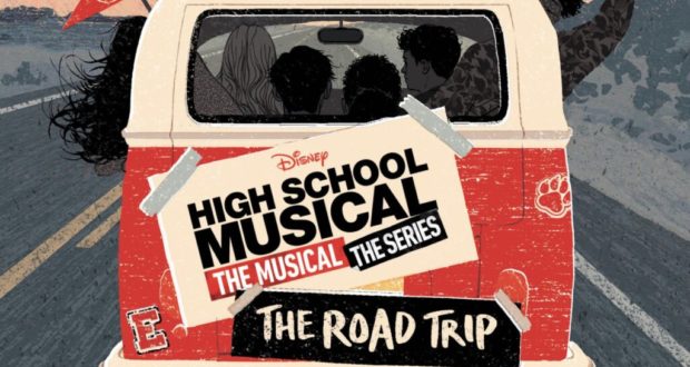 Fans head out in a van marked with a "High School Musical: The Musical: The Series" sign, channeling the spirit of the hit Disney+ show as they embark on an epic road trip adventure.