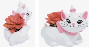 Marie from The Aristocats comes to life in this Disney-inspired white ceramic planter, complete with charming painted features and a playful pink faux succulent. Displayed from two angles, it's a perfect collectible for any Disney fan's home decor.