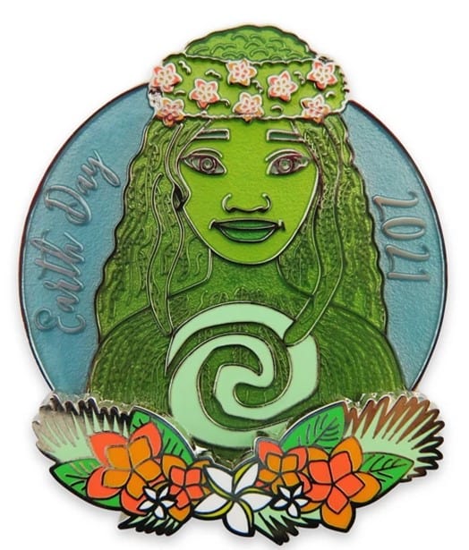Celebrate Earth Day 2021 with this Moana-inspired pin featuring a green Moana adorned with a flower crown and surrounded by colorful blooms at the base. This magical Disney collectible captures the spirit of Earth Day in true Disney Parks style, perfect for fans and pin traders alike.