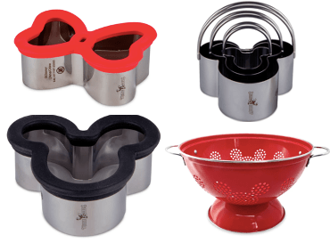 Bring the enchantment of Disney Parks into your kitchen with these magical cooking tools: a bow-shaped mold, Mickey-shaped and ring-shaped molds, plus a classic red metal colander with handles. Inspired by the charm of shopDisney’s new collection, these essentials help you whip up snacks and meals that capture the fun and character of your favorite Disney experiences every day!.
