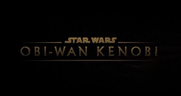 Star Wars Obi-Wan Kenobi gold title logo on a black background, capturing the excitement of the saga and spotlighting Maya Erskine—perfect for fans experiencing Star Wars-themed attractions.