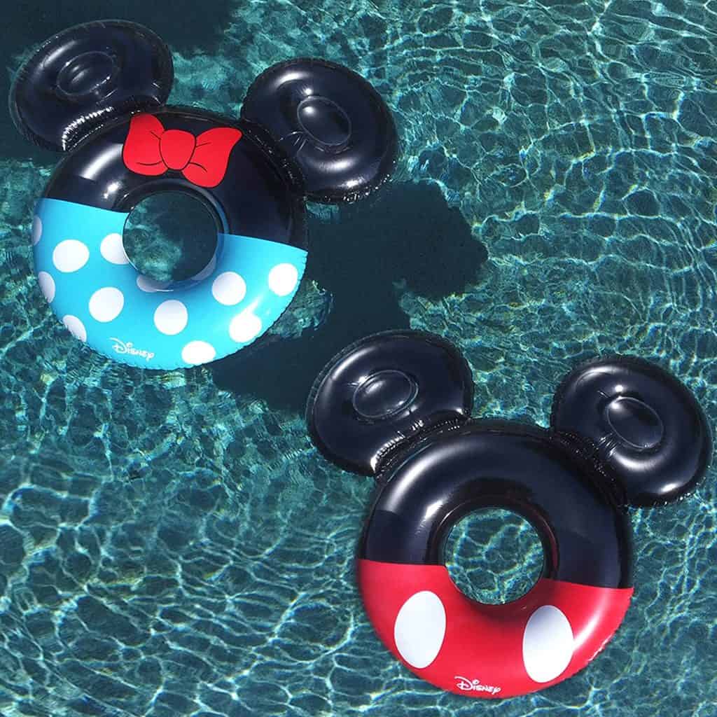 Bring some Disney magic to your pool days with Mickey and Minnie Mouse-themed floats, designed like their iconic mouse ears and seen drifting together in crystal-clear water—perfect for fans who love the whimsy of the parks.