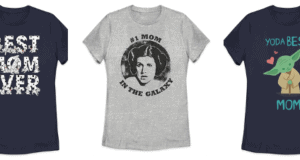 Three fun T-shirts celebrating Mother’s Day—“Best Mom Ever,” Leia with “#1 Mom in the Galaxy,” and Yoda with “Yoda Best Mom”—bring galactic flair to your next trip to Star Wars: Galaxy’s Edge, letting moms show off their fandom in style throughout the park.