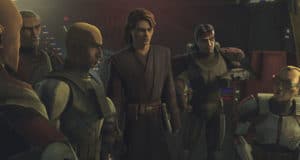 Anakin Skywalker and his squad of clone troopers assemble inside a starship from Star Wars: The Clone Wars, capturing the spirit of teamwork and adventure that fans love at attractions inspired by The Bad Batch, guided by Supervising Director Dave Filoni.