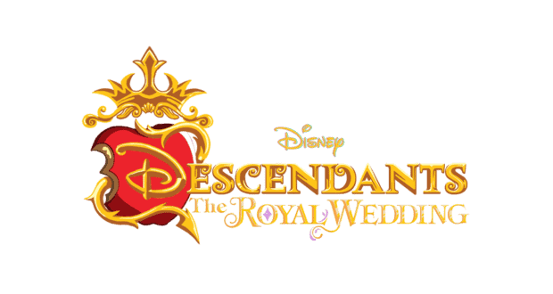 The Disney Descendants: The Royal Wedding logo, seen at Disney parks and special events, shows off a classic crown above a bold red shield set against a crisp white backdrop, instantly invoking the magical atmosphere and regal excitement fans expect from Descendants celebrations.