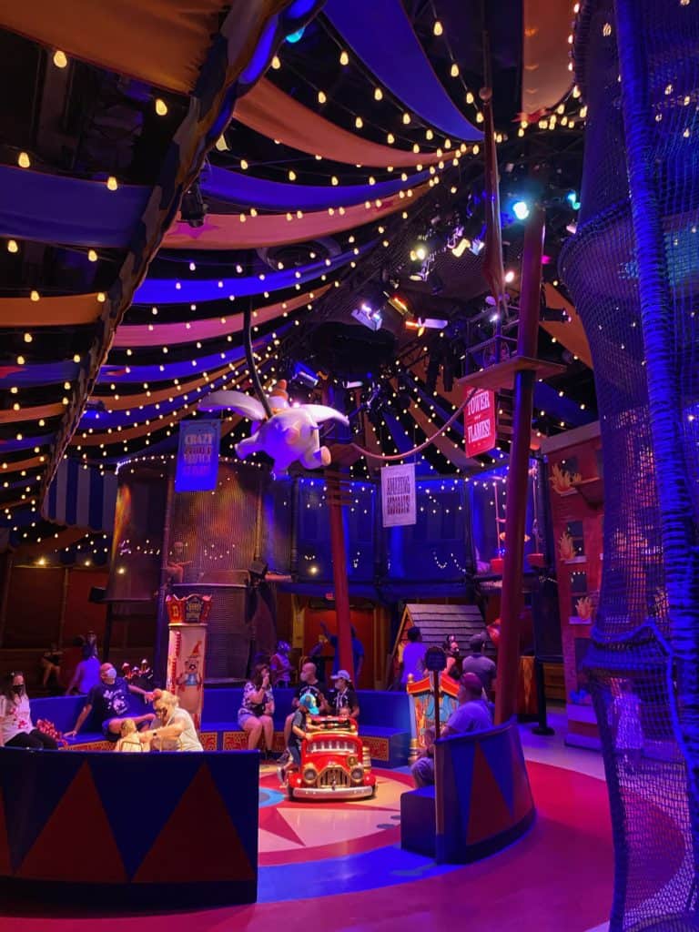 Experience the magic of a circus-themed indoor playground inspired by Disney World, where vibrant lights, playful décor, and immersive entertainment set the stage for families to relax and have fun together in the freshly reopened venue.
