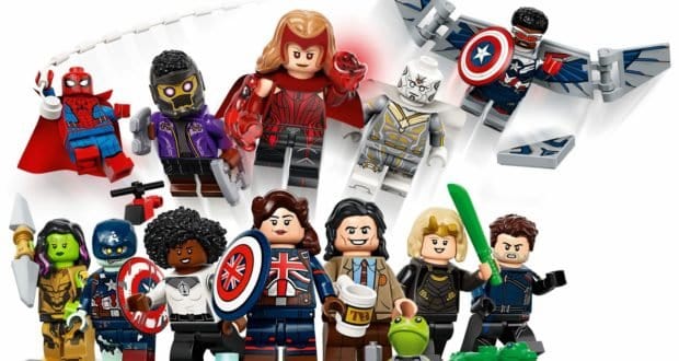 Step into the Marvel Universe with twelve LEGO Marvel minifigures inspired by hit Disney+ Series, featuring your favorite superheroes and villains assembled for an epic photo op against a white backdrop—perfect for fans of thrilling theme park adventures and cinematic entertainment.