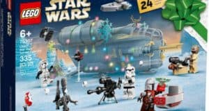 LEGO Star Wars Advent Calendar box, packed with 335 pieces for a galaxy of festive fun. Featuring The Mandalorian and favorite Star Wars characters in holiday attire, this calendar brings the excitement of a themed park celebration home, letting fans countdown to the holidays with daily LEGO surprises inspired by scenes from Star Wars attractions and entertainment experiences.