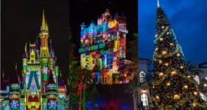 Holiday magic shines at Walt Disney World in 2021 with a glittering Cinderella Castle, Main Street U.S.A. decked out in festive décor, and a towering Christmas tree sparkling against the night sky—capturing the ultimate seasonal spectacle for park guests.