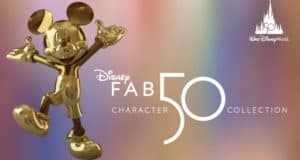 Mickey Mouse shines in gold as part of the Disney Fab 50 Character Collection, proudly showcased with the Disney World 50th logo. This eye-catching statue celebrates Walt Disney World's milestone anniversary, with fan favorites like Daisy Duck joining in the magic.