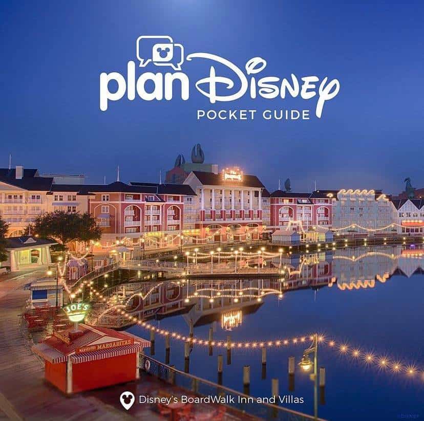 Disney’s BoardWalk Inn and Villas glow at dusk, their lights shimmering on the lake, featured in this planDisney Pocket Guide. Get ready to experience the vibrant atmosphere, nostalgic boardwalk entertainment, and classic Disney magic at Disney’s BoardWalk Inn—your next unforgettable stay just steps away from EPCOT and all the action.