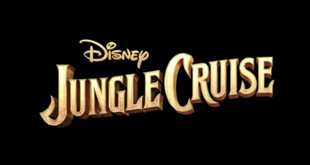 Disney Jungle Cruise logo shines in gold against a sleek black background, marking the movie's Blu-Ray and DVD release—a nod to the classic river adventure enjoyed by fans at Disney Parks.