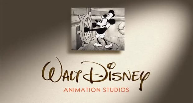 Steamboat Willie Mickey Mouse is showcased above the "Walt Disney Animation Studios" logo on a textured background, evoking classic Disney magic and celebrating the excitement of the new Vancouver studio for fans of beloved parks and entertainment.