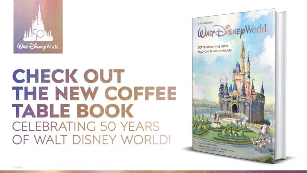 Book cover showcasing the iconic Cinderella Castle and bold "Walt Disney World 50 Years" lettering, capturing the magic, nostalgia, and legendary attractions that have defined Walt Disney World's half-century celebration in a vibrant coffee table edition.