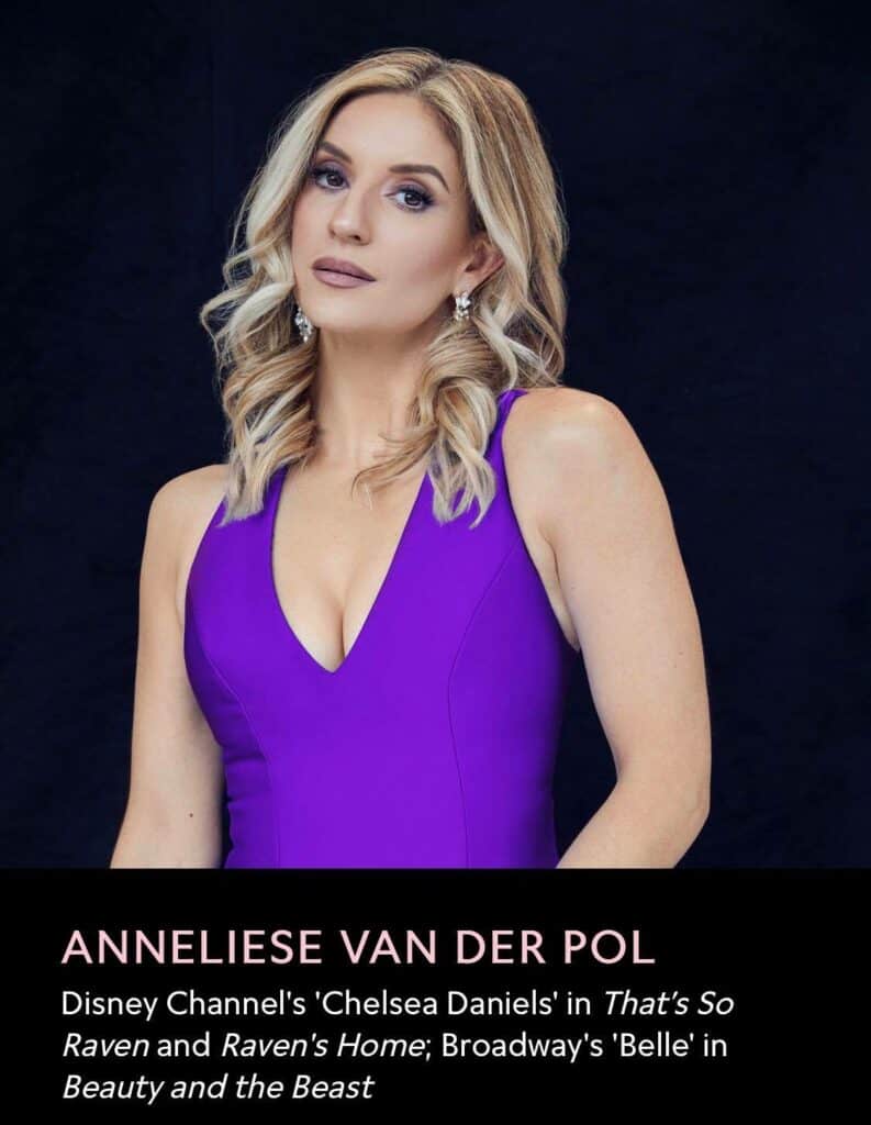 A guest dressed as a Disney Princess, with blonde hair and a purple gown, poses against a dramatic backdrop, glancing to the side as if ready to experience the enchantment of Princess the Concert—a celebration straight from the world of Disney magic.