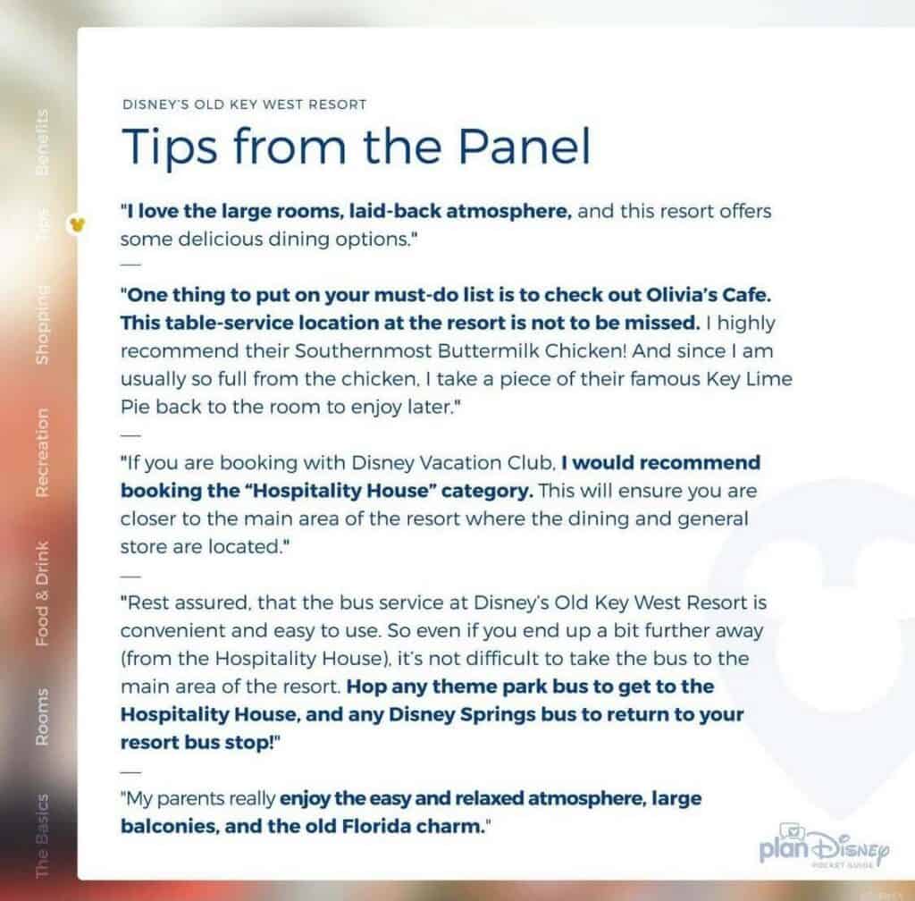 A printed Pocket Guide offers Disney resort fans insider tips for Old Key West, spotlighting top rooms and amenities with exclusive advice straight from planDisney experts.