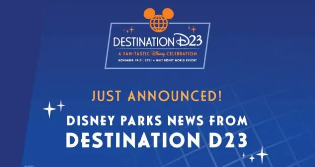 Graphic highlighting major reveals and upcoming experiences unveiled at Destination D23, the ultimate Disney fan event held at Walt Disney World in November 2021.