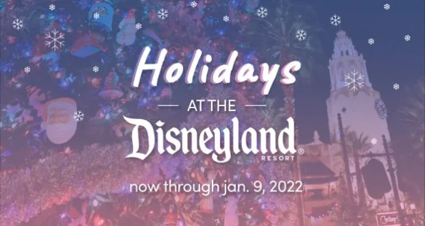 Celebrate the Holidays at Disneyland Resort as a dazzling holiday sign and sparkling Christmas tree greet visitors, creating a festive atmosphere throughout the park now through January 9, 2022.