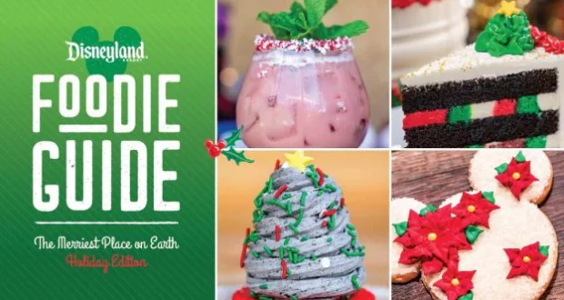 Disneyland Foodie Guide: Experience the ultimate holiday magic at Disneyland with festive drinks, decadent cakes, whimsical tree-shaped desserts, and Mickey-shaped poinsettia cookies—seasonal treats that make every visit to the Merriest Place on Earth unforgettable for theme park fans.