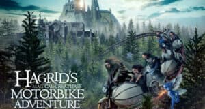 Hagrid takes guests on a high-speed motorbike adventure through the enchanted Forbidden Forest, with Hogwarts castle towering in the distance, on Hagrid’s Magical Creatures Motorbike Adventure at Universal Orlando. Begin your thrilling journey even earlier with Early Park Admission starting January 3rd.