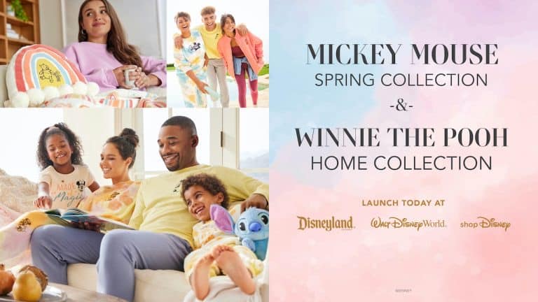 Disney fans immerse themselves in magical home décor inspired by iconic characters, with banners highlighting exclusive Mickey Mouse and Winnie the Pooh collections for theme park enthusiasts.